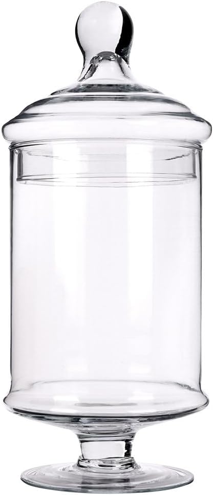 Glass Biscuit Container with Lid 1.5L Thick Clear Glass Pedestal