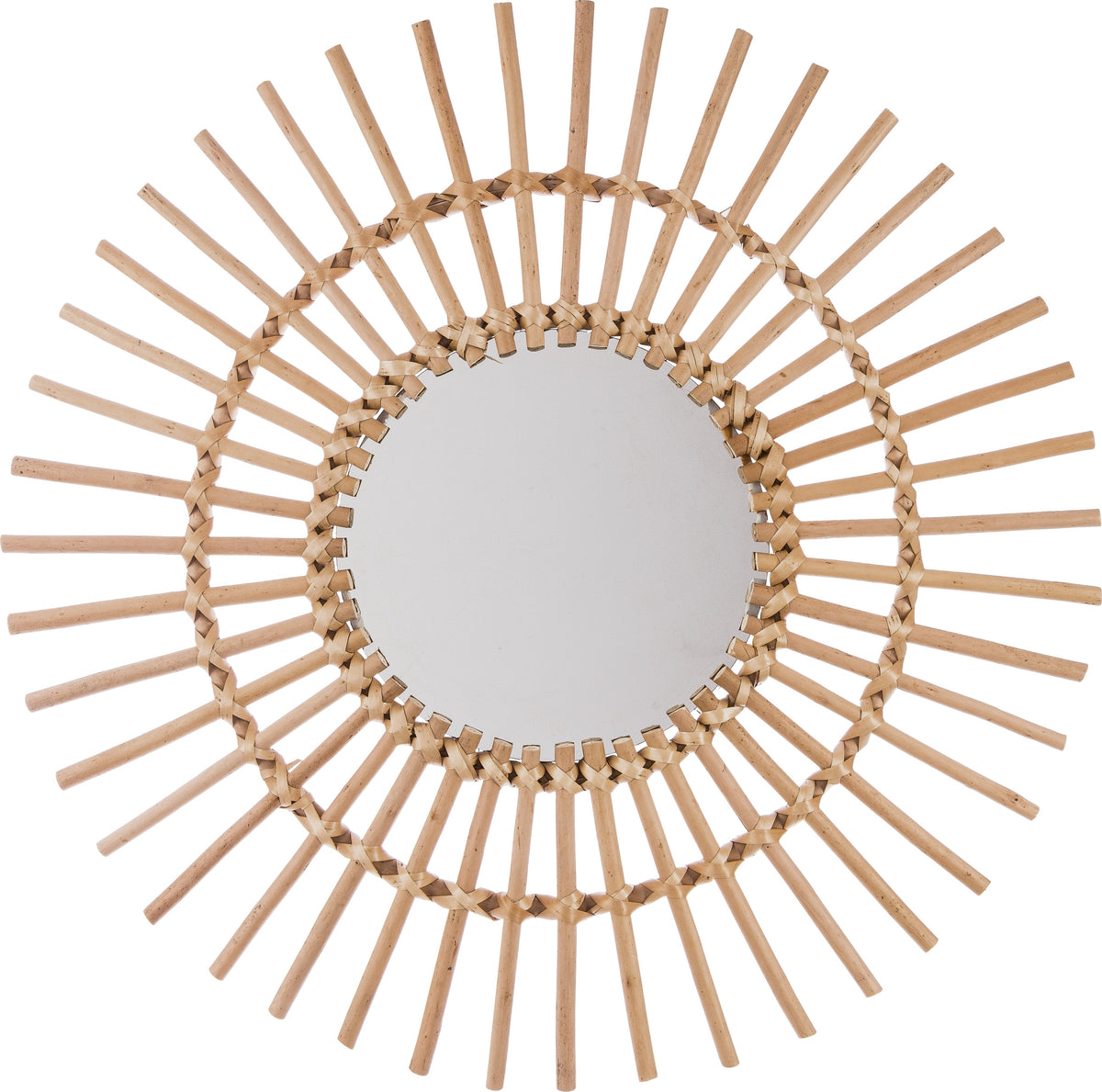 Sun Rattan Mirror, Bohemian Wall Decor, Light Amplifier