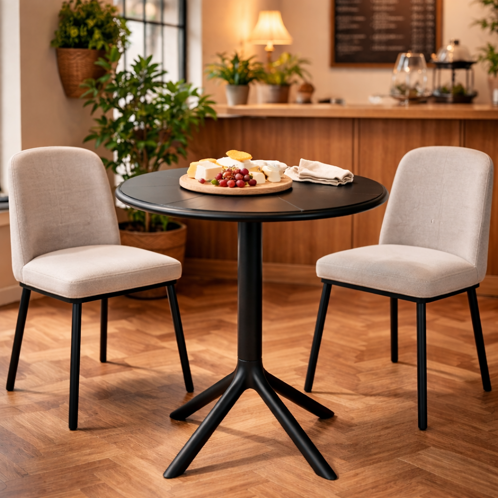 Round Garden Table 60cm Diameter x 75cm Height Black Plastic