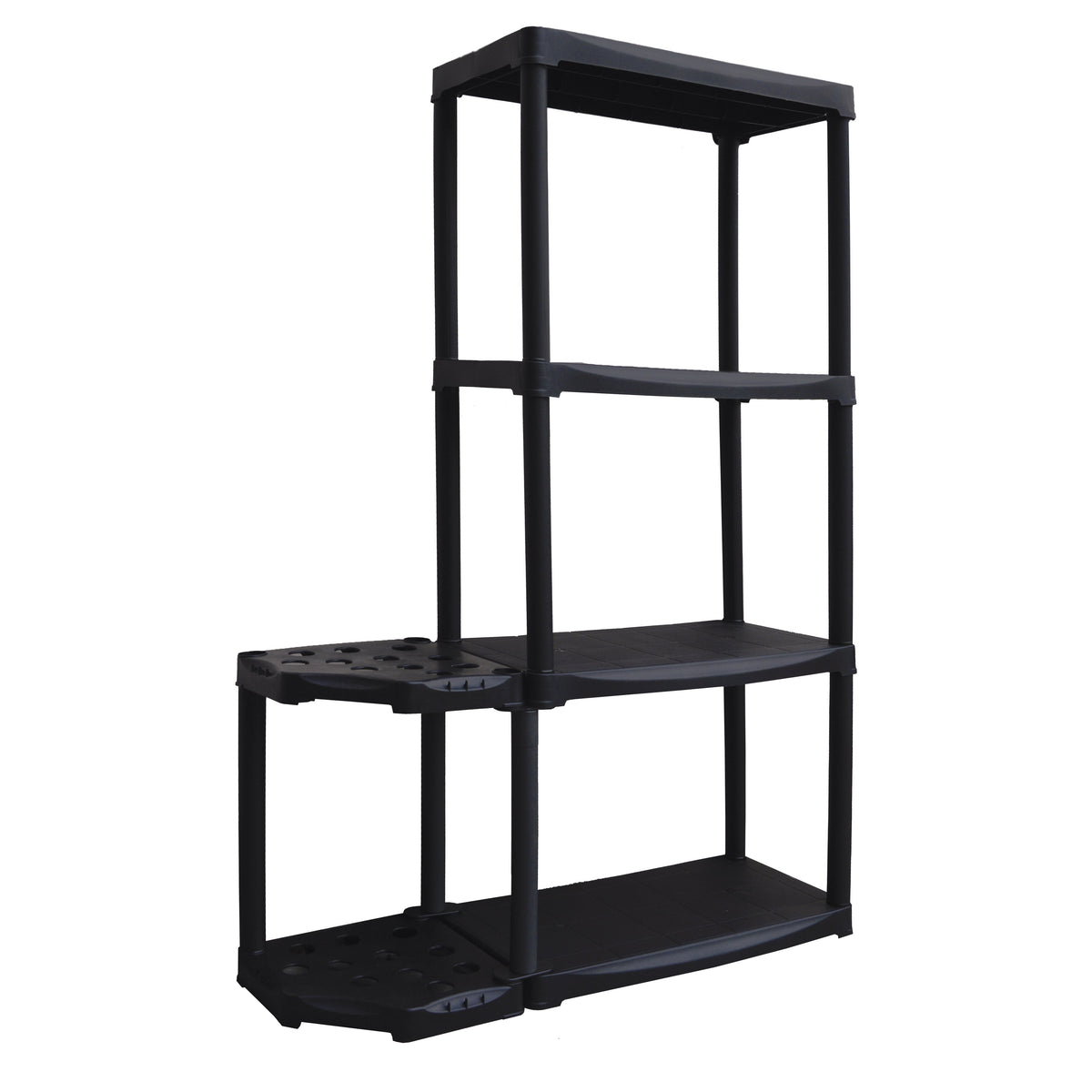 Broom Holder 2 Levels Shelf with Extra Utility Shelf