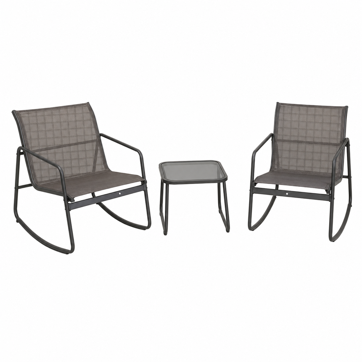 Steel Rocking Chair Set with Side Table