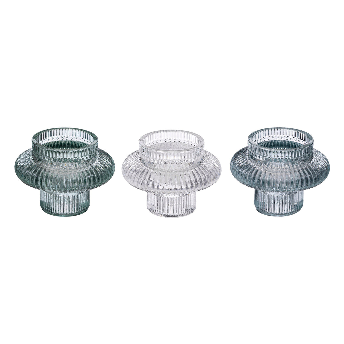 SETX3 GLASS CANDLE HOLDER