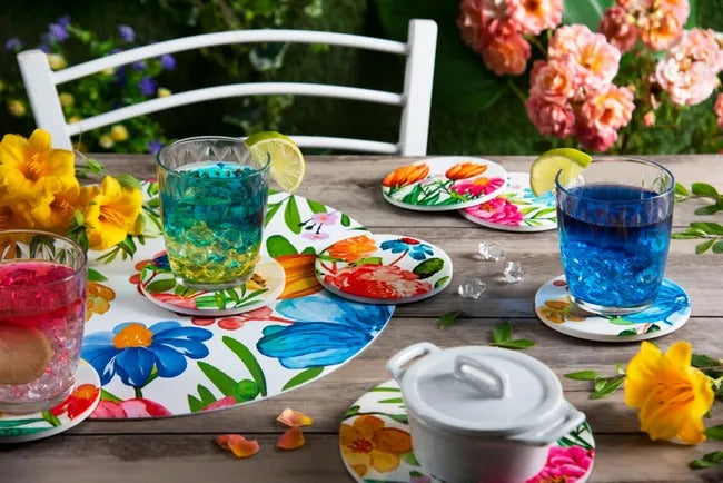 Blooming Set of 6 Ceramic Coasters - Spring Design
