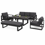 OUTDOOR ALUMINUM SET 3+1+1 WITH TABLE & BENCH
