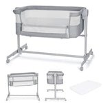 Kinderkraft: NESTE UP 2 2-in-1 Co-Sleeper Bedside Crib - Grey