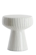 Side Table Shiny White & Black Modern Metal Accent Table
