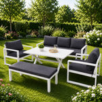 OUTDOOR ALUMINUM SET 3+1+1 WITH BENCH & TABLE