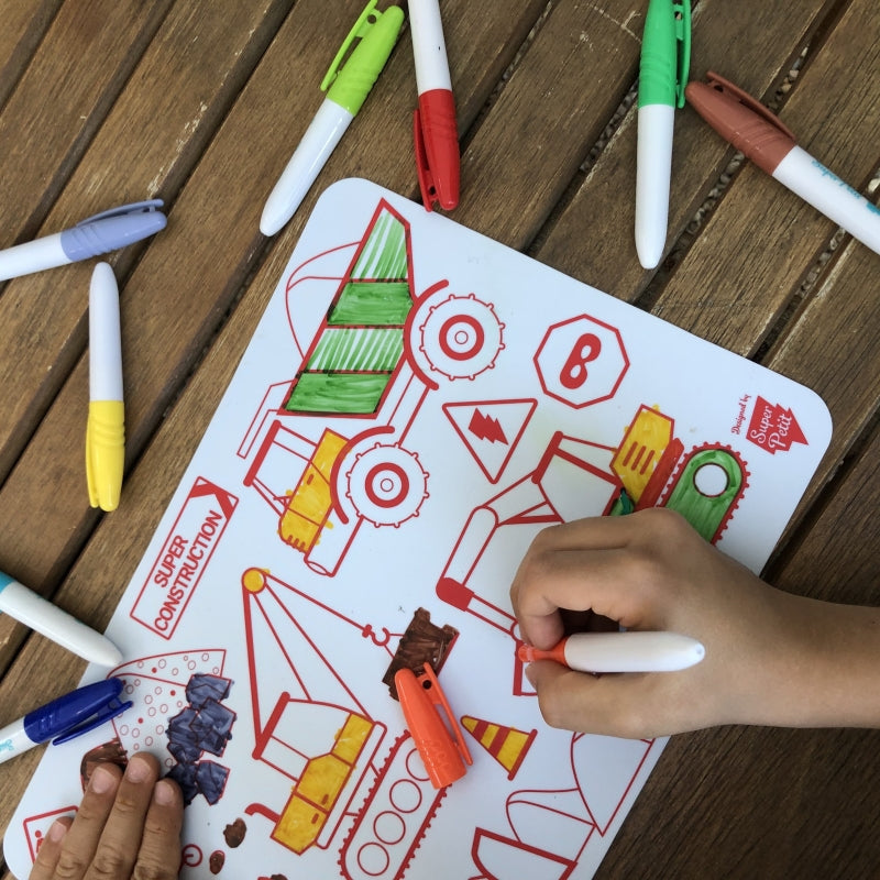 Superpetit Construction Coloring Placemat & 5 Markers
