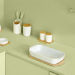 Ceramic Rect Dish Bamboo - Stylish Oven Dish