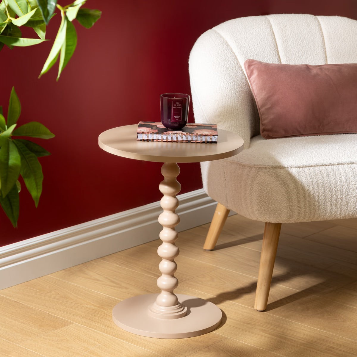SideTable "Alix" Round Stained Wood Side Table D38 x H50 cm