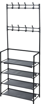 Clothing Rack with Storage Shelves & Hooks