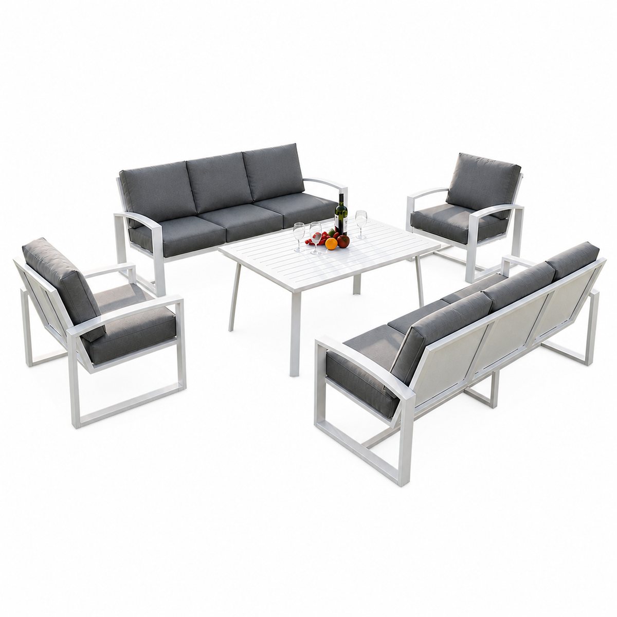 Modern Aluminum Outdoor Lounge Set – 8 Persons