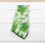 "FOLIAGE" Dish Cloth - 100% Cotton, 50x70 cm, Green Edging