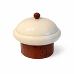 Small Metal Domed Serving Dish with Stand Palm Cutout 7 x 17 cm