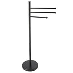 Arms Metal Towel Rack, 3-Arm Rotating Black Steel Bathroom Stand