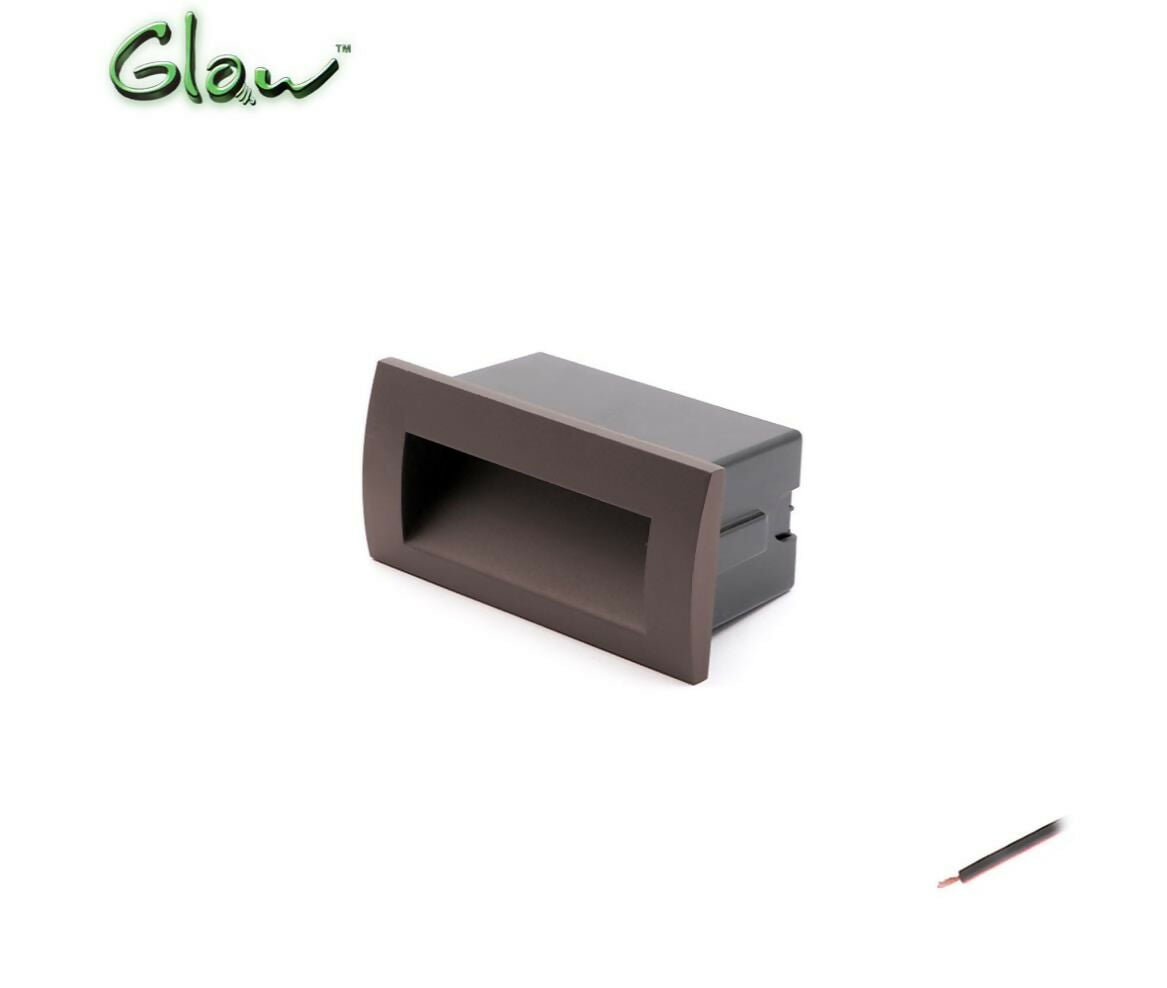 LED Light Basement | Rectangle | 220V AC 3W | 140x70x65mm | Warm White | Brown Frame | Glow