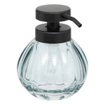 350ml Soap Dispenser Glass Round Ribbed Bottle with Black Pump