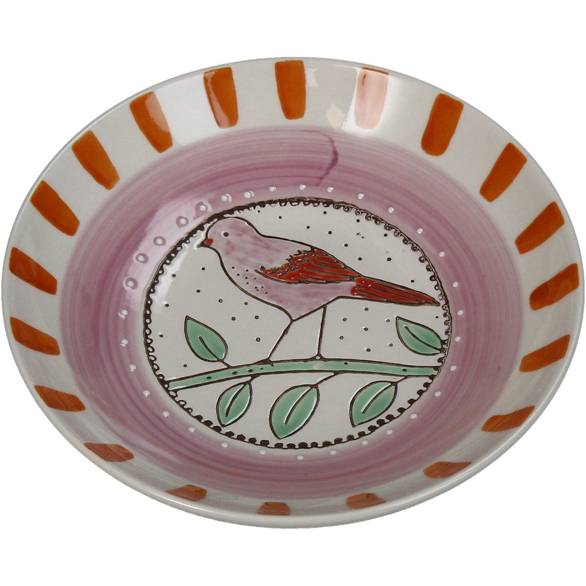 Bird and Stripes Stoneware Bowl 17.5 cm Decorative Bird Motif
