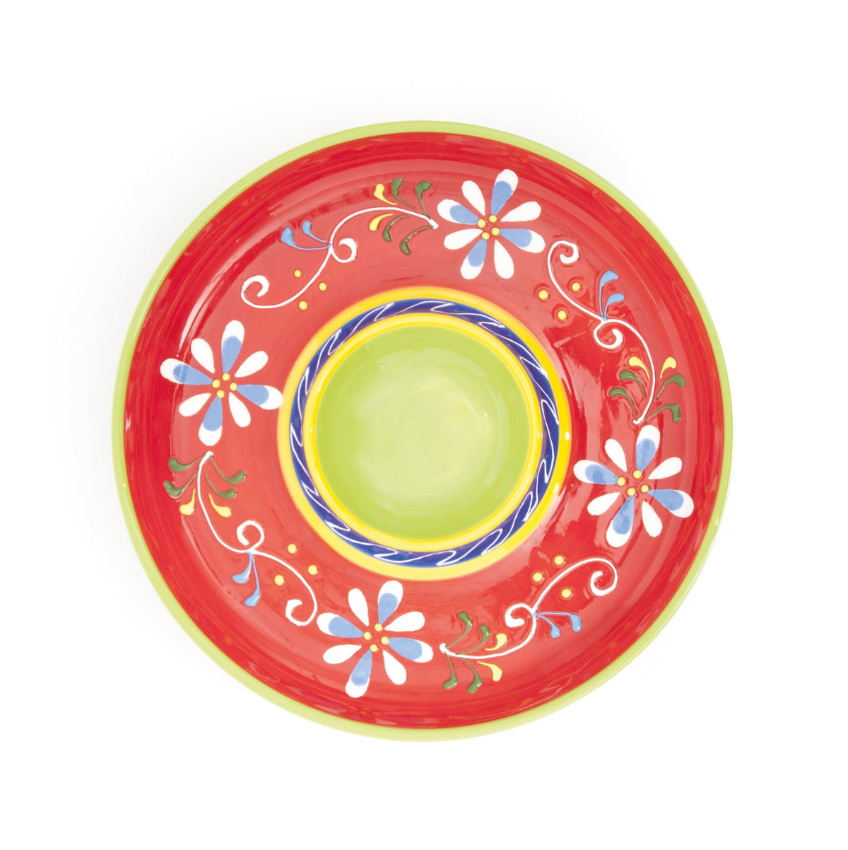 Tex-Mex Chip&Dip Plate Hand-Decorated Ceramic