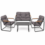 Steel Lounge Set with Teak Accents