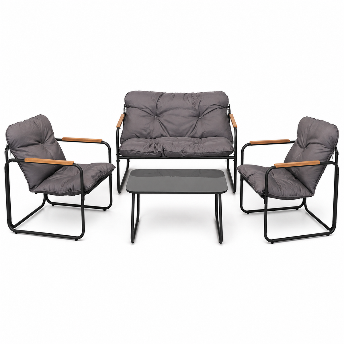 Steel Lounge Set with Teak Accents