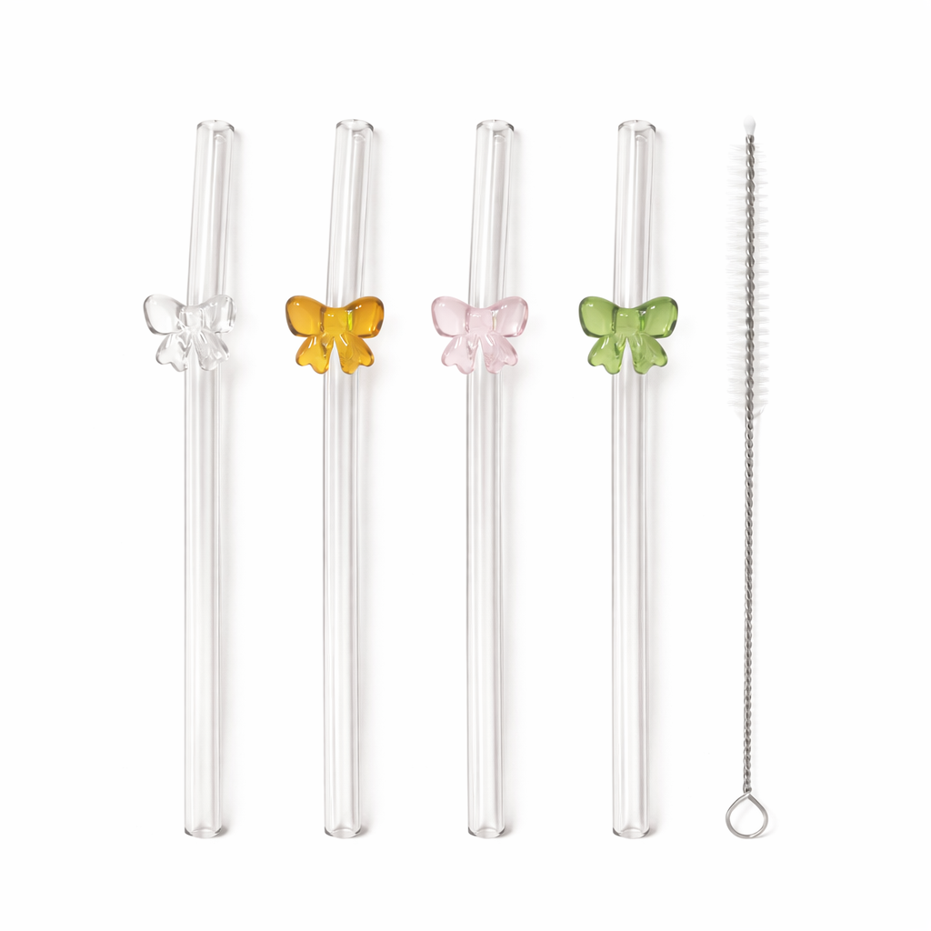 Set of 5 Glass Drinking Straws 19 cm