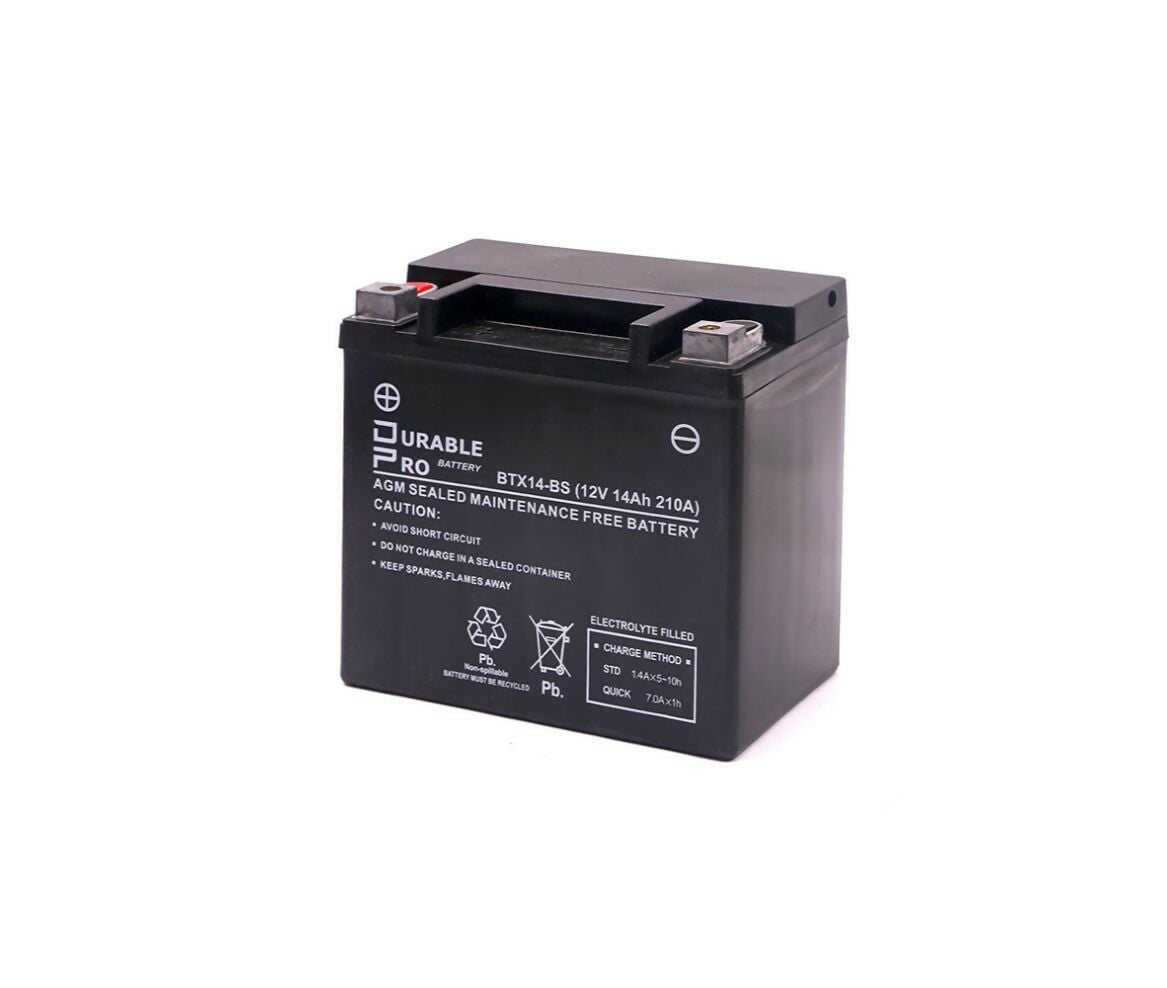 Motorcycle Battery | BTX14-BS Durable Pro| 12V 14Ah