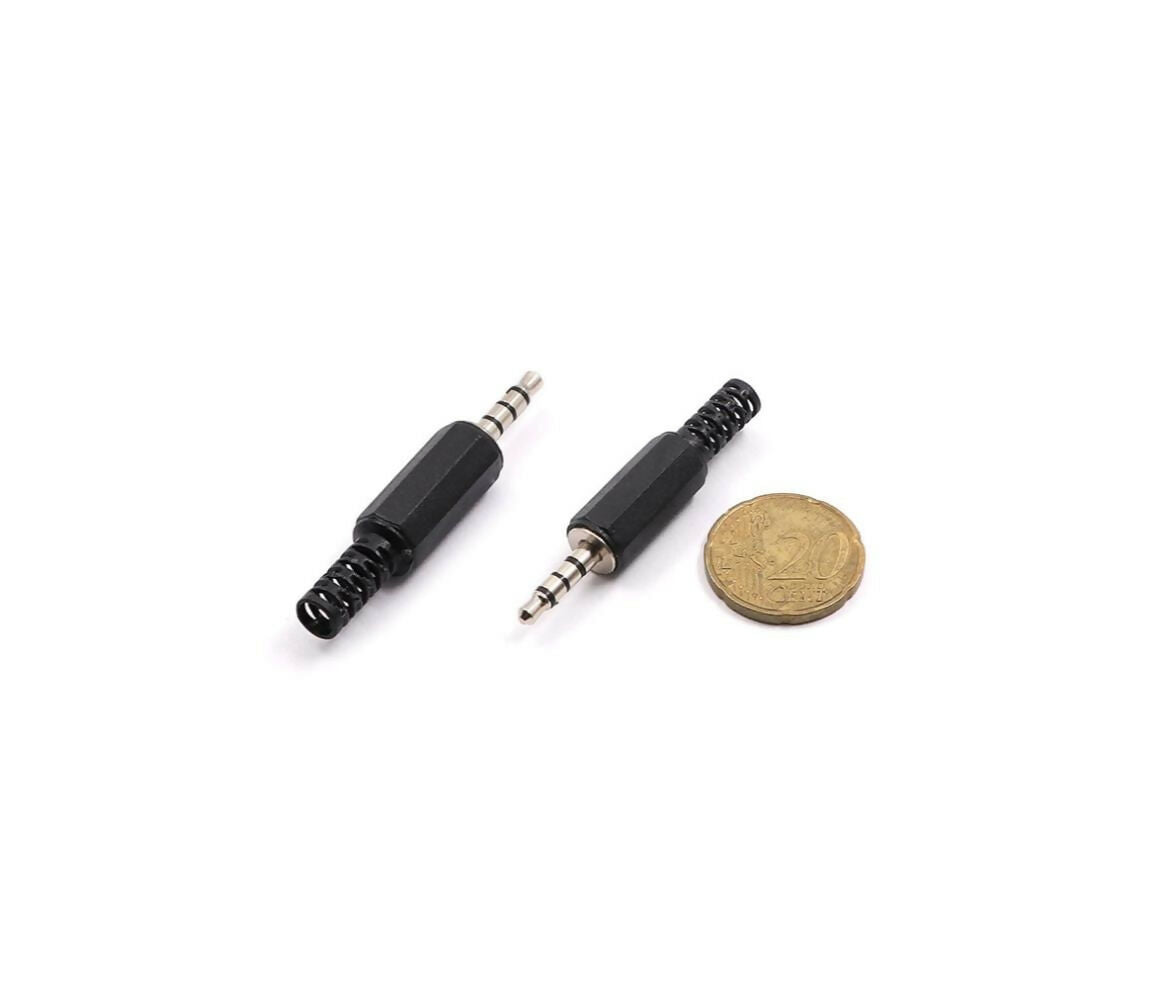 Audio Connector | Jack Stereo & Microphone Male 3.5mm | Cable Mount | Plastic