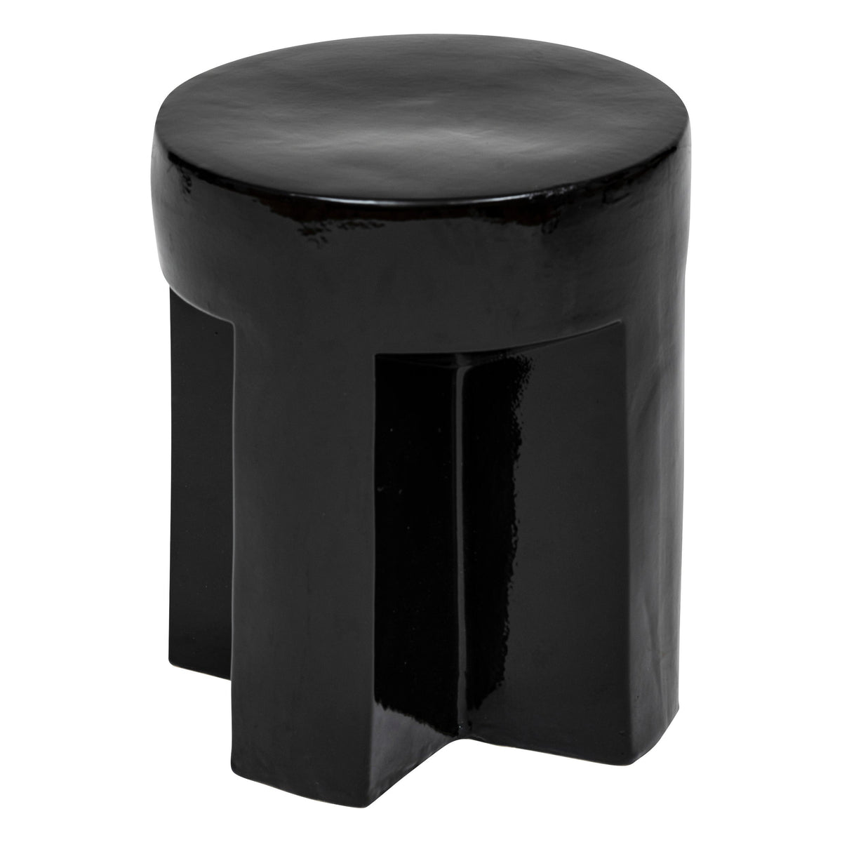 Ceramic Side Table — Round Stoneware Accent Table, D34 x H41 cm