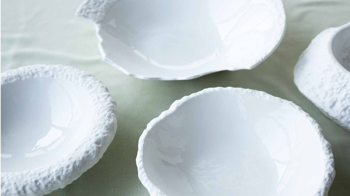 Oval Porcelain Plate Calcaire Ceramic Textured Serving Plate 20x18cm