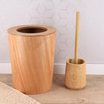 Toilet Brush Wood Effect Polyresin Bathroom Accessory Black or Natural