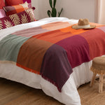 Bed Throw "Yucatan" Multicolored Madras Cotton Reversible Blanket