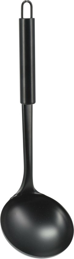 Soup Ladle 30cm Black Stainless Steel Serving Ladle with Hanging Loop