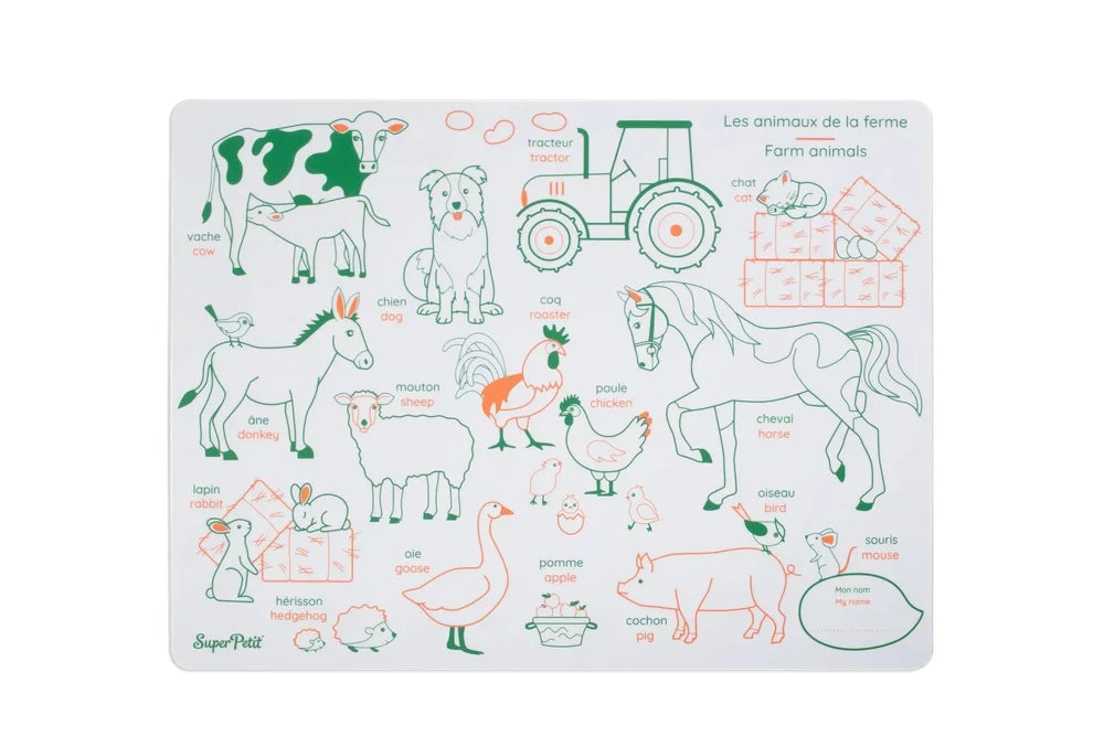 Superpetit Coloring PlaceMat + 5 Erasable Markers - Farm
