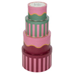 Set of 4 "Cherie" Round Decorative Storage Boxes, Stackable, D25×H15cm