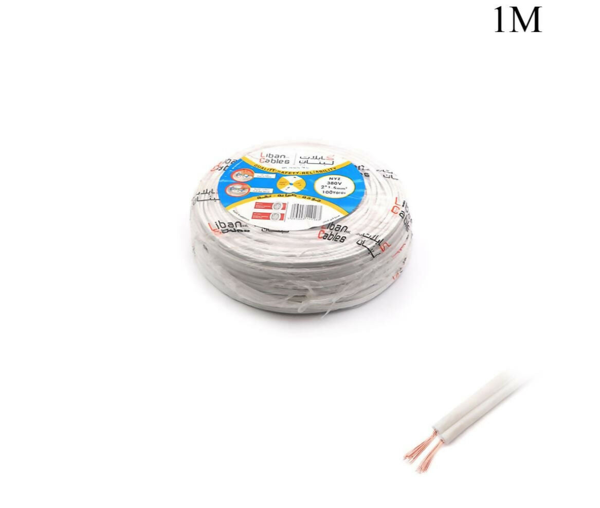 Wire Cable | 2x1.50mm | 1M | White | Liban Cables