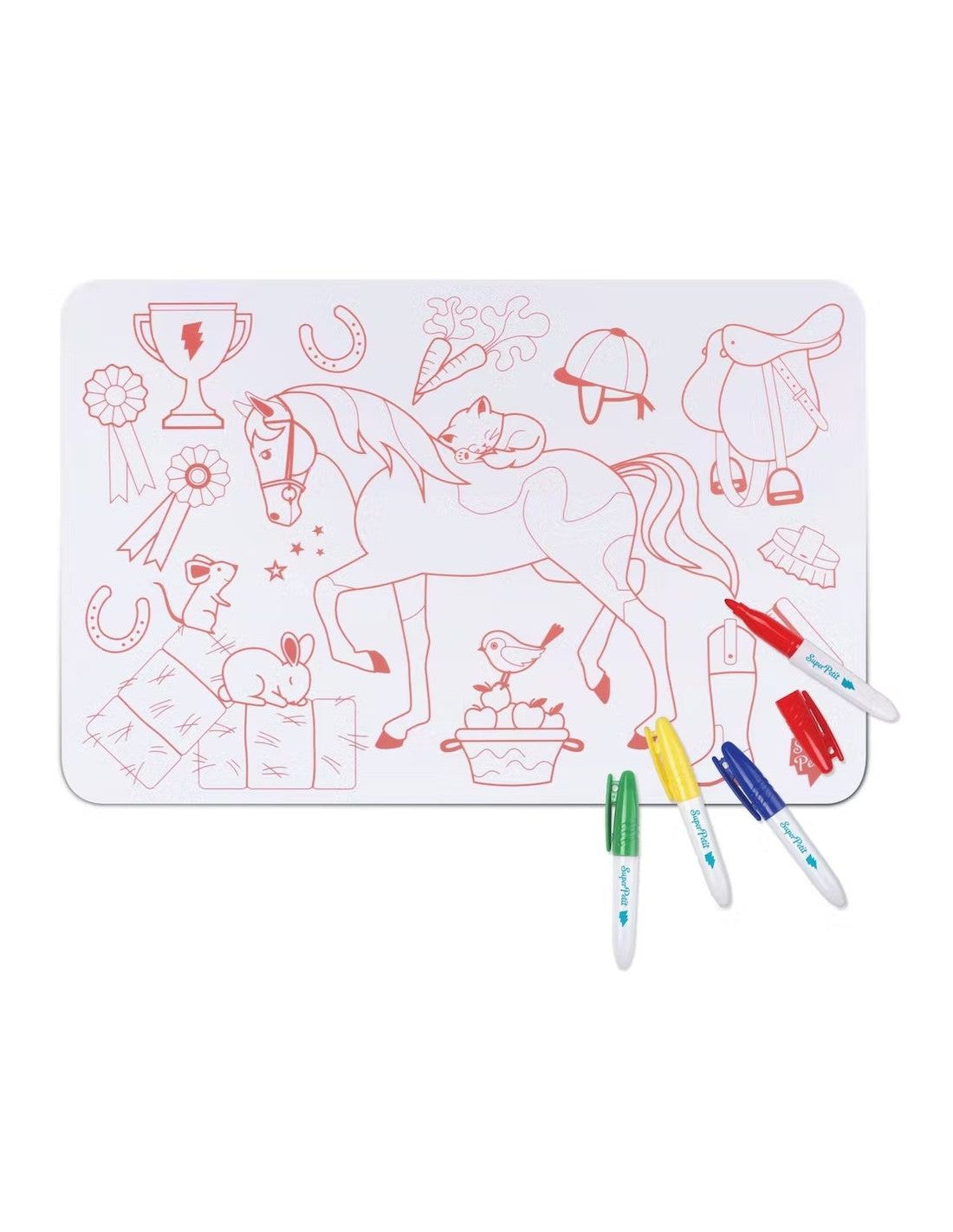 Superpetit Pony Club Coloring Placemat & 5 Markers