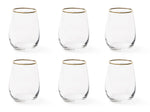 Water Glasses Set - Transparent with Gold Rim, 470ml