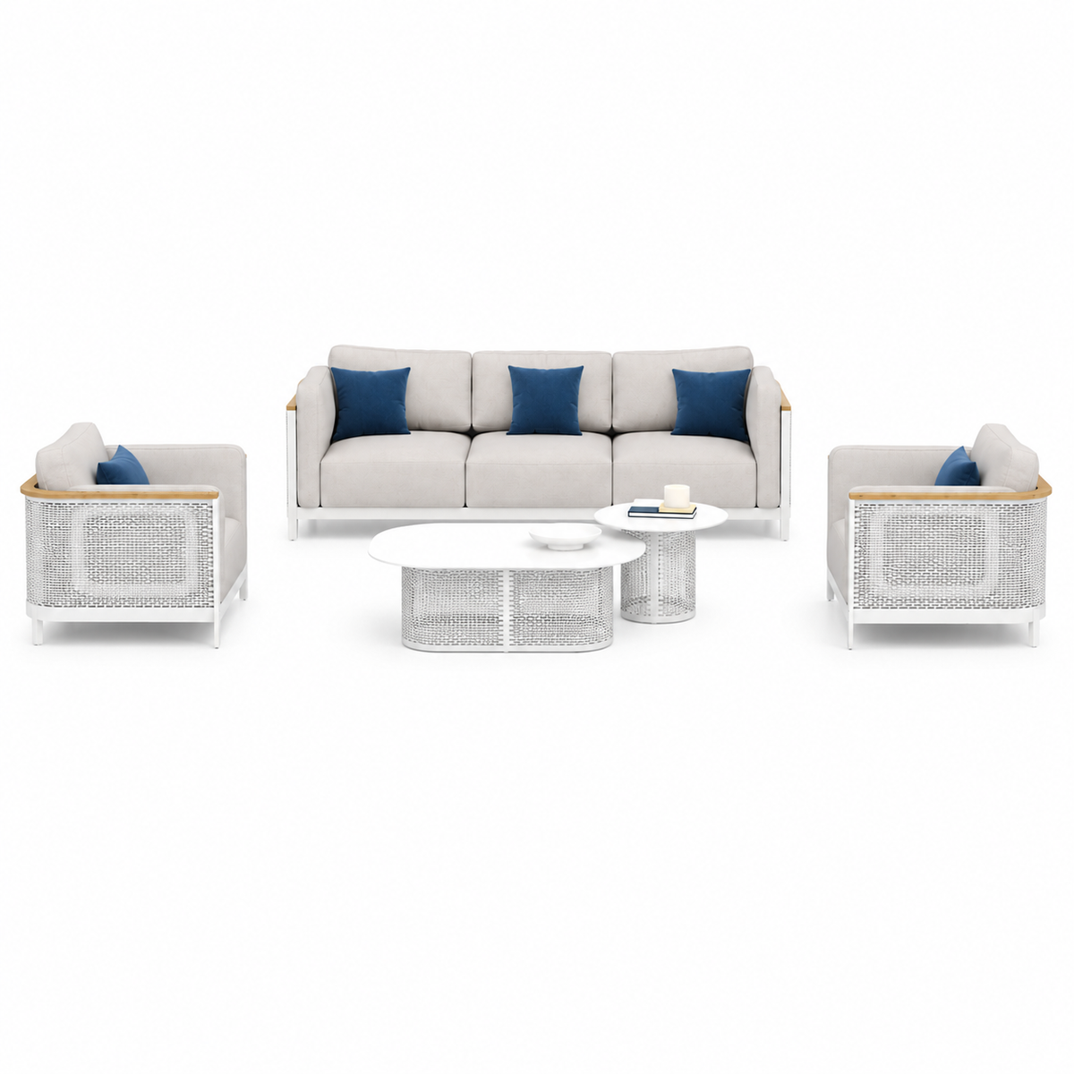 LUXURY OUTDOOR SET 3+1+1 WITH 2 TABLES