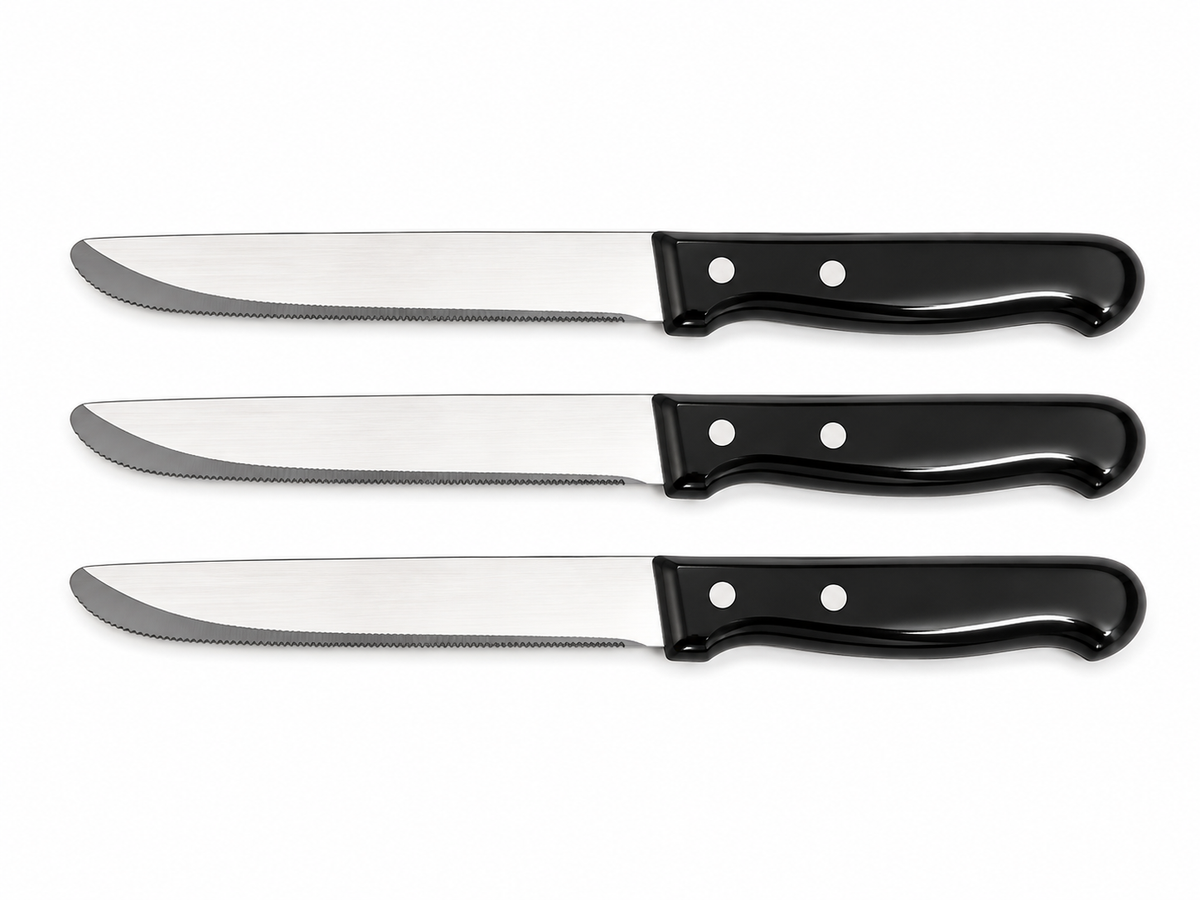 Serrated Chopping Knife with Black Handle 6pcs
