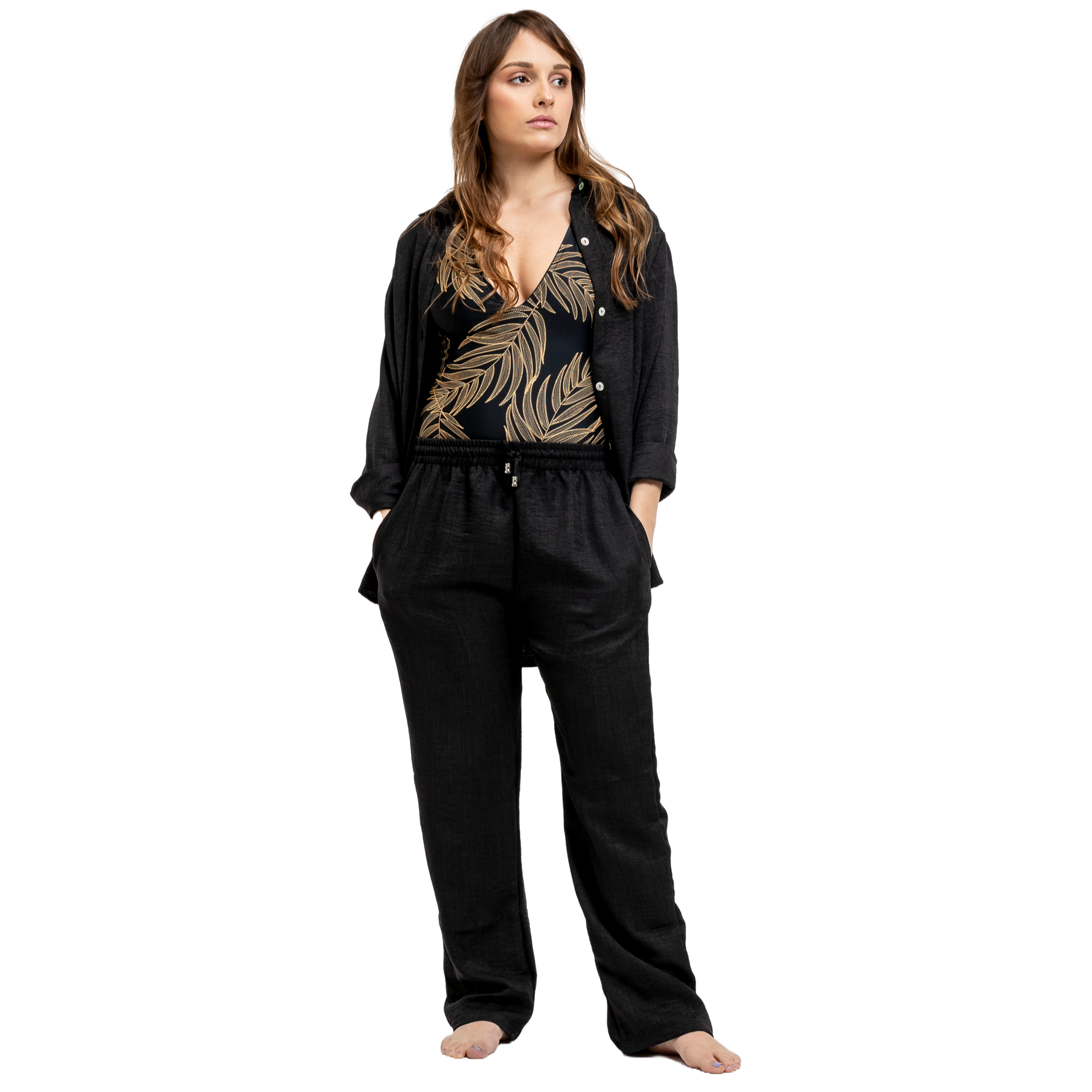 black linen set