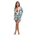 Tropical Green and White Short Jumpsuit