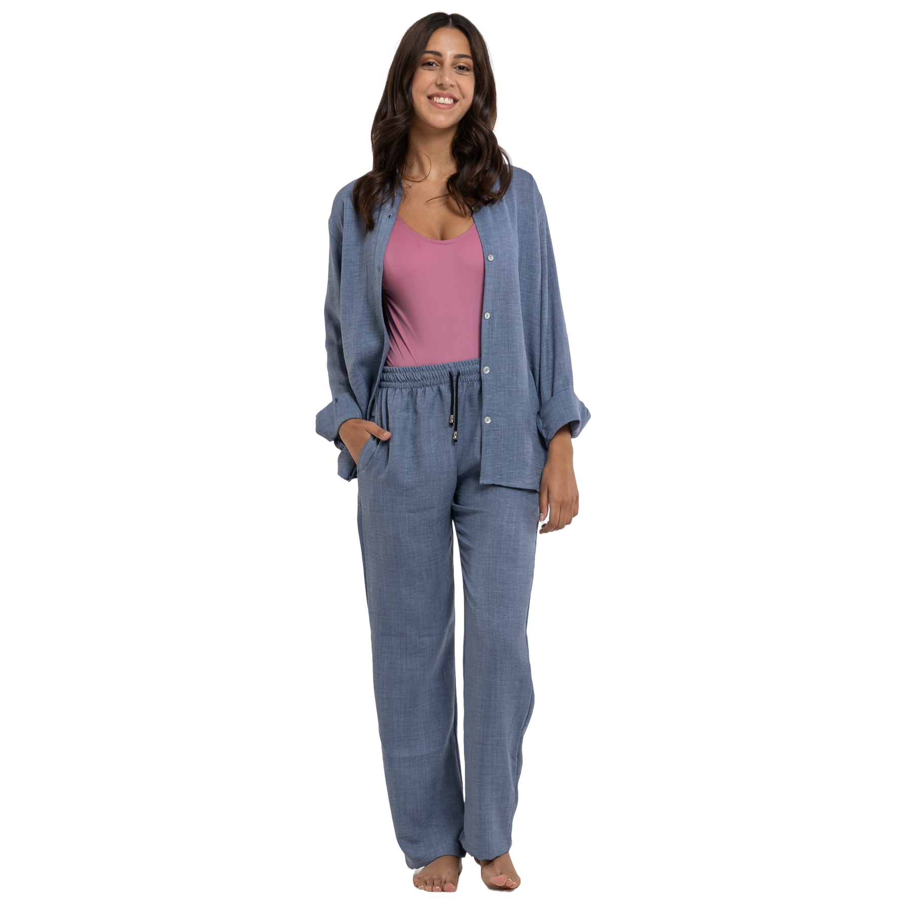 blue linen set