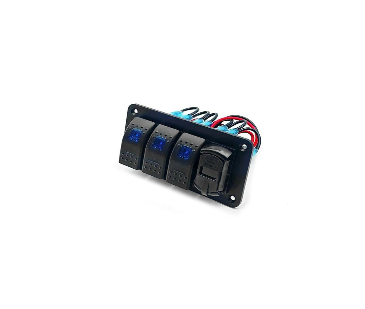 Marine Switch | 3+1 Gang | w/ USB 4.2A | Blue