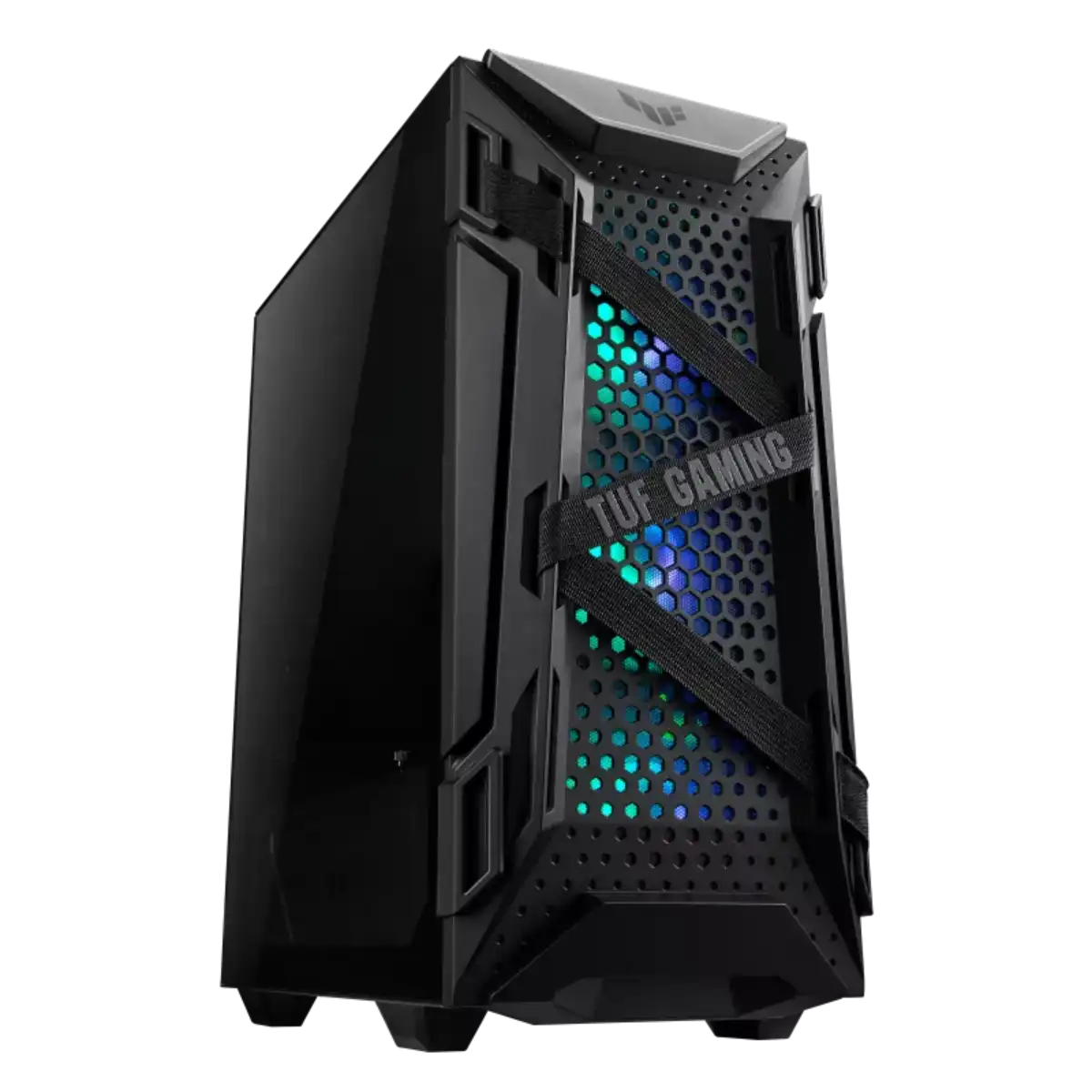 Asus (90DC0040-B49000) GT301 TUF Gaming Mid-Tower Chassis with Tempered Glass-4x120mm Fans-RGB-Black