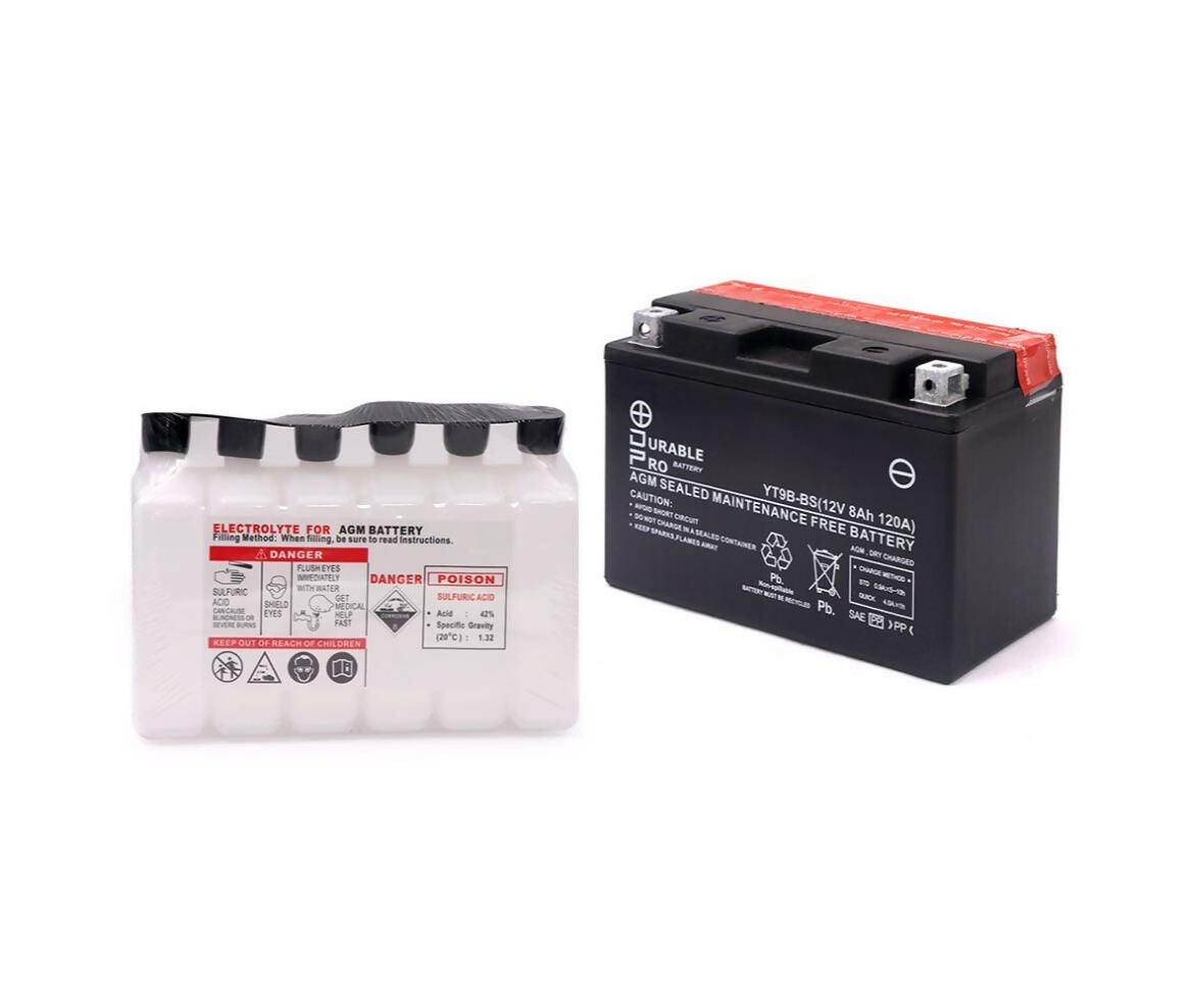Motorcycle Battery | YT9B-BS Durable Pro| 12V 8Ah