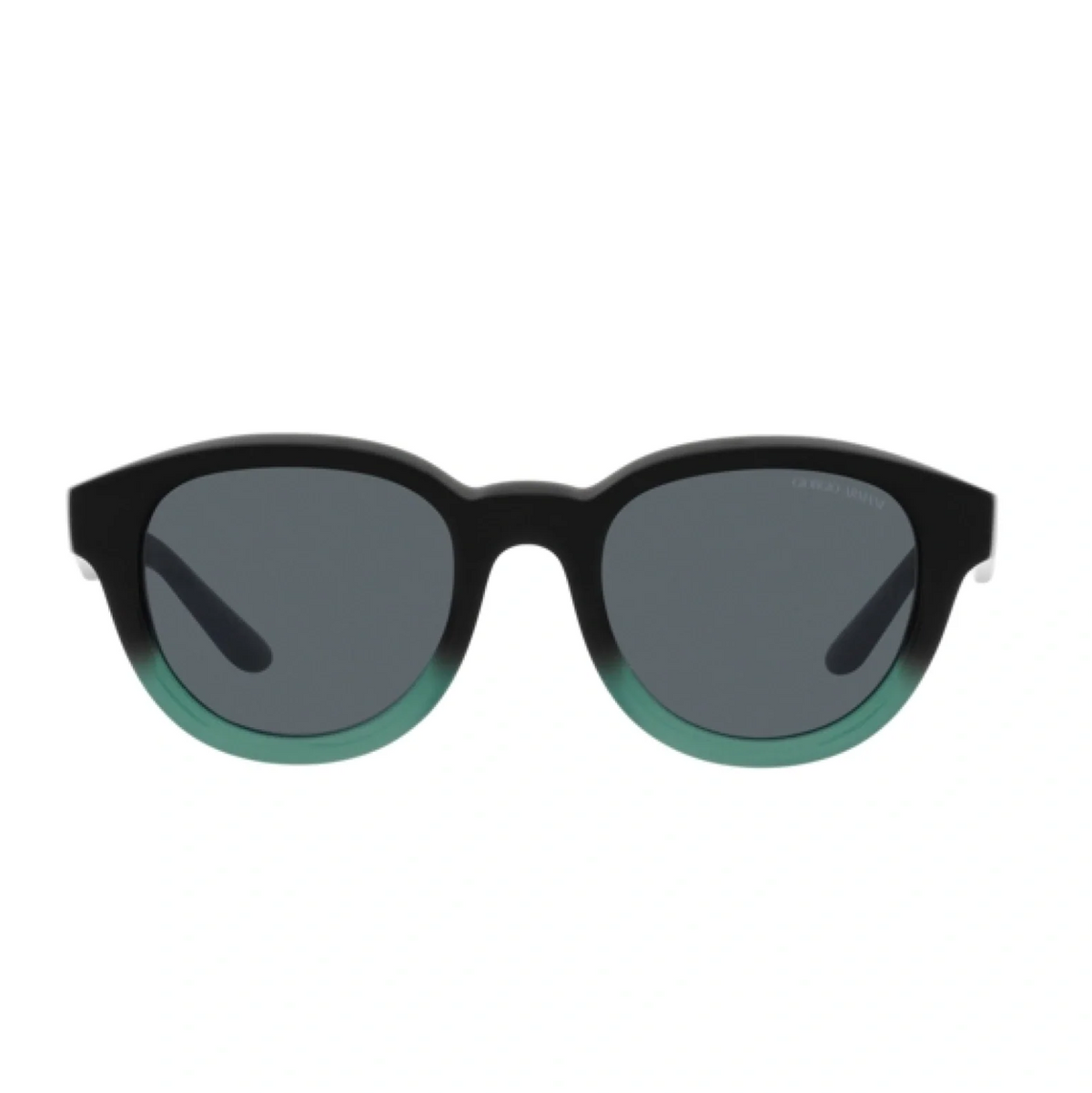 Sunglasses with black and blue gradient frame on a white background