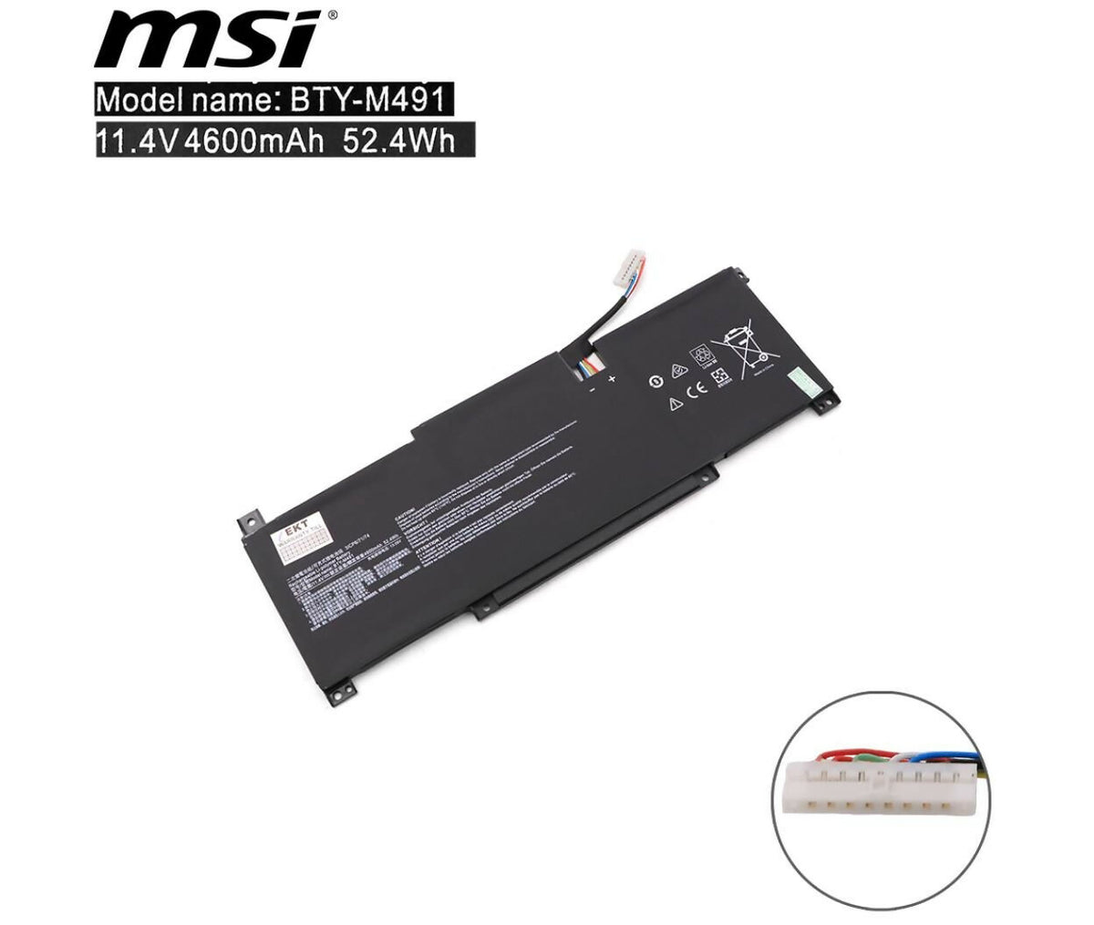 Laptop Battery | 13.05V 4.6Ah | Compatible With MSI MS-1563 & BTY-M491