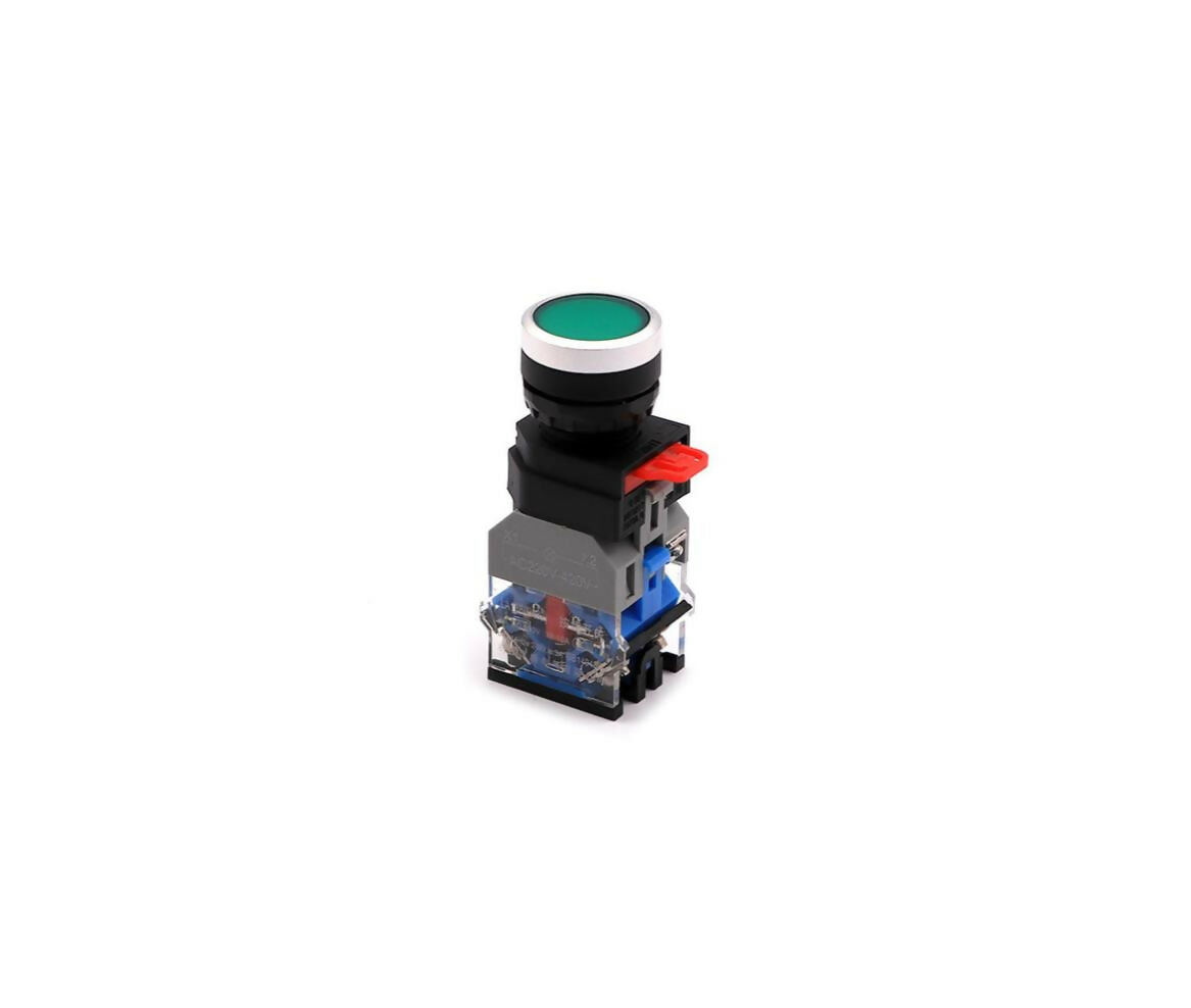 Switch | Push Button | NO & NC | 22mm | With Lamp 220V | Green