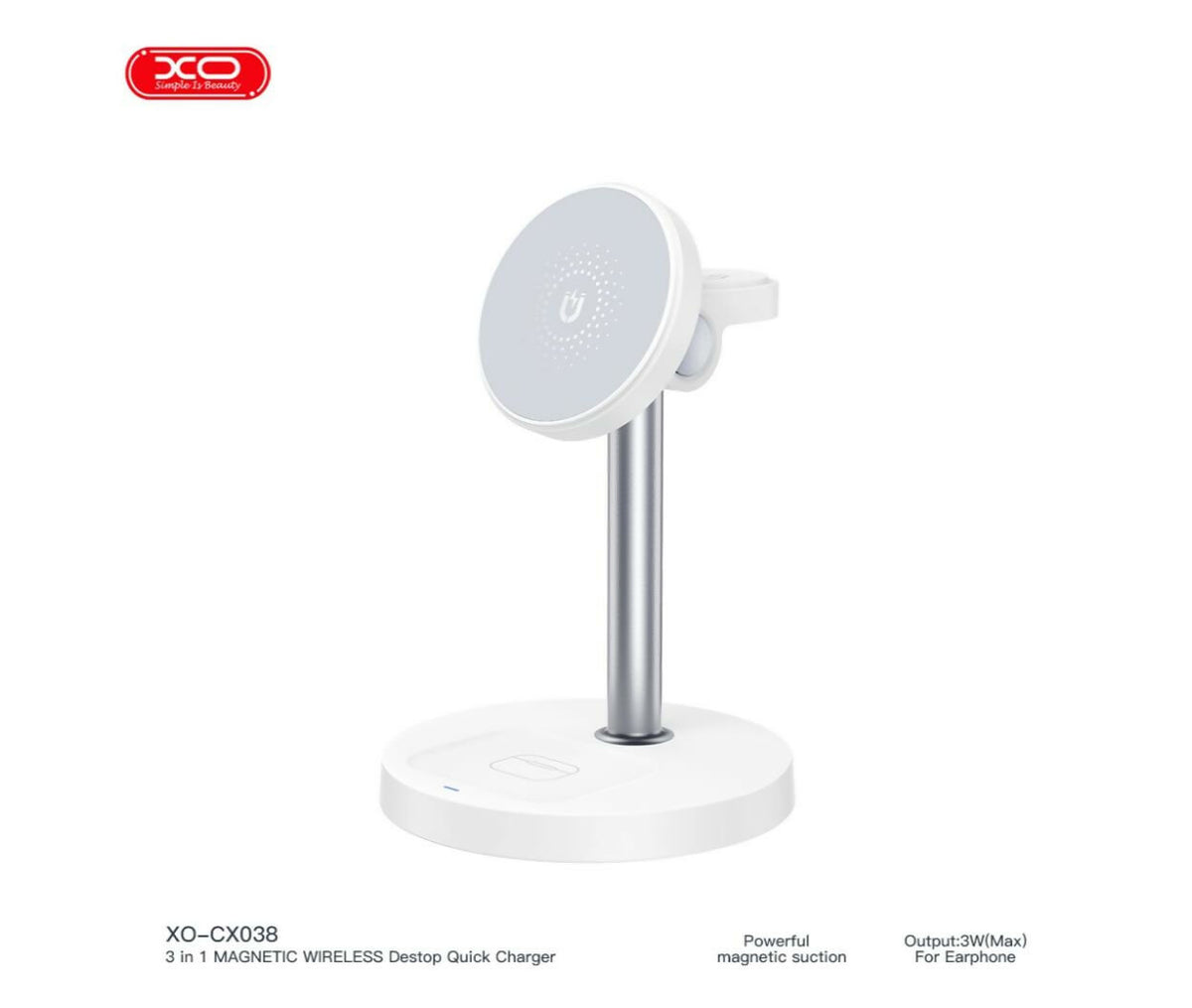 Mobile & Tablet Holder, Desktop Holder 15W 3-in-1 Wireless Charger (with Iron Piece)